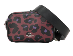 Jes Double Zip Crossbody, Leather, Leopard/Purple, L2179-C2012, S, 2*